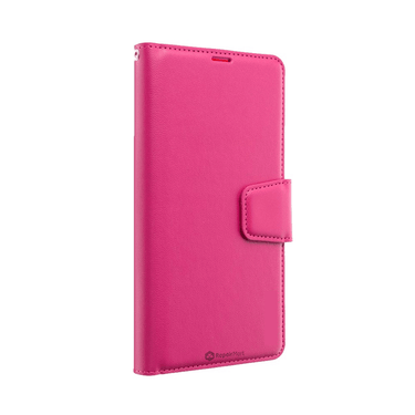 iPhone 15 Compatible Case Cover With PU Flip Leather Wallet - Hot Pink